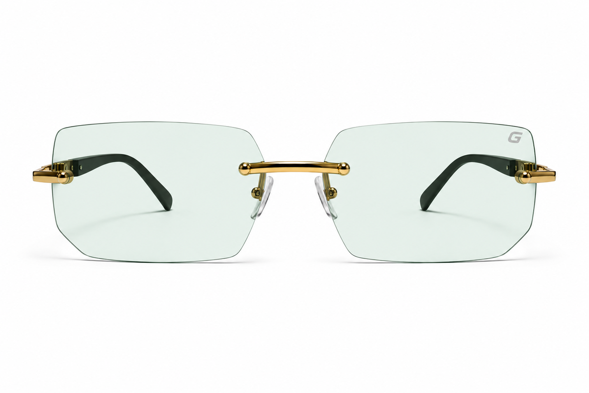 GRIPZ Cortina Green Rimless Sunglasses — front view