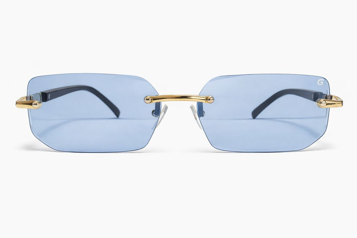 GRIPZ Cortina Blue Rimless Sunglasses — front view